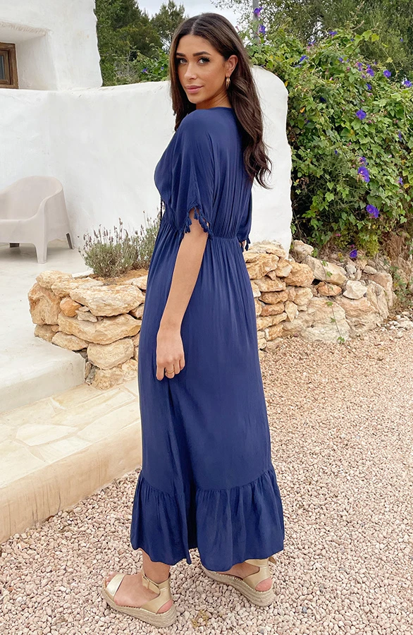 Oversized Jurk Gouden Detail Maxi Marine 4 Oversized Jurk Gouden Detail Maxi Marine - Afbeelding 4