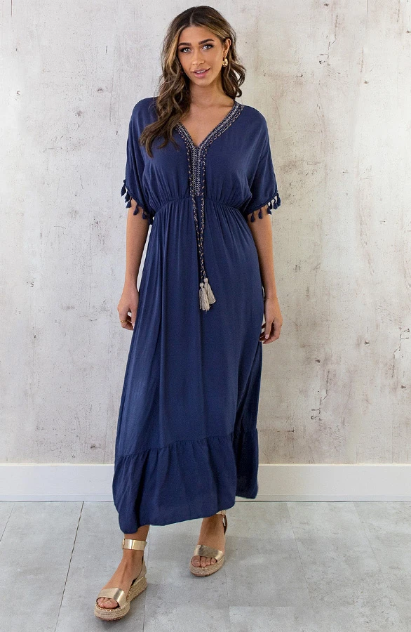 Oversized Jurk Gouden Detail Maxi Marine 8 Oversized Jurk Gouden Detail Maxi Marine - Afbeelding 8