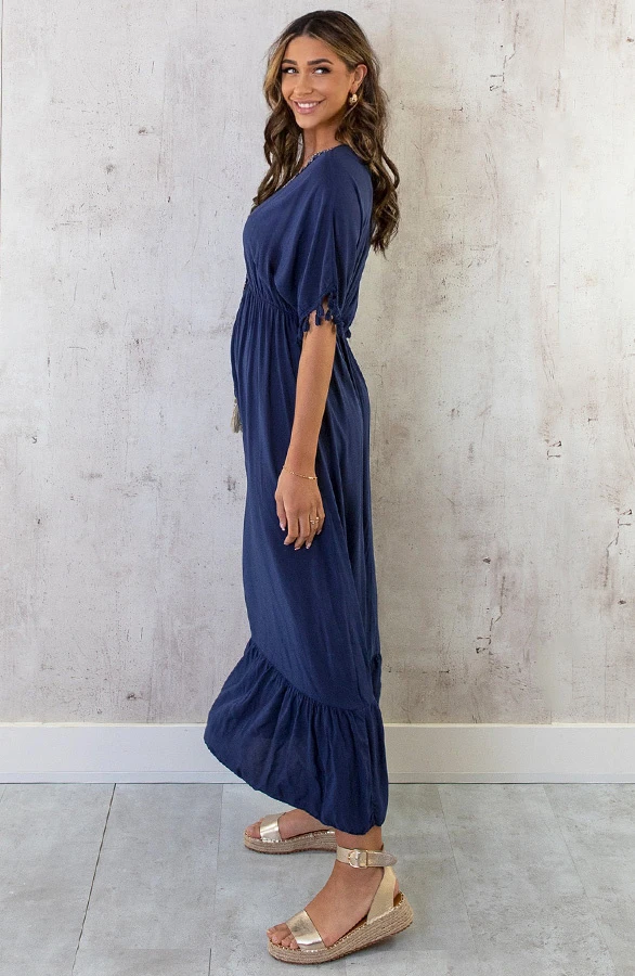 Oversized Jurk Gouden Detail Maxi Marine 10 Oversized Jurk Gouden Detail Maxi Marine - Afbeelding 10