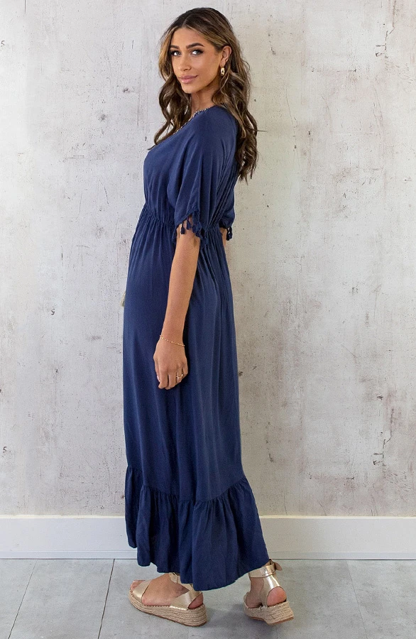 Oversized Jurk Gouden Detail Maxi Marine 11 Oversized Jurk Gouden Detail Maxi Marine - Afbeelding 11