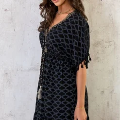 Oversized Jurk Gouden Detail Print Zwart -Exporteren Dames Glam Winkel Oversized Jurk Gouden Detail Print Zwart 7 586x900 2