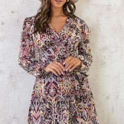 Overslag Print Jurk Paisley -Exporteren Dames Glam Winkel Overslag Print Jurk Paisley 3 586x900 1