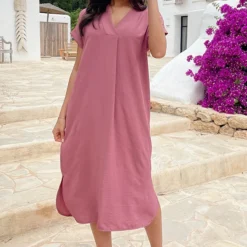 Palermo Pocket Jurk Dust Roze -Exporteren Dames Glam Winkel Palermo Pocket Jurk Dust Roze 2 586x900 1