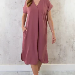 Palermo Pocket Jurk Dust Roze -Exporteren Dames Glam Winkel Palermo Pocket Jurk Dust Roze 2 586x900 2