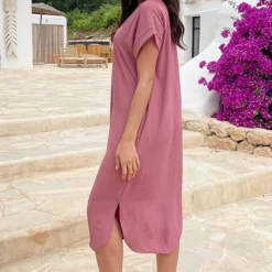 Palermo Pocket Jurk Dust Roze -Exporteren Dames Glam Winkel Palermo Pocket Jurk Dust Roze 4 586x900 1