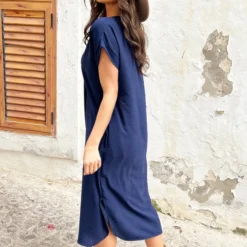 Palermo Pocket Jurk Marine -Exporteren Dames Glam Winkel Palermo Pocket Jurk Marine 7 586x900 1