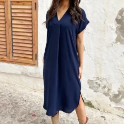 Palermo Pocket Jurk Marine -Exporteren Dames Glam Winkel Palermo Pocket Jurk Marine 9 586x900 1