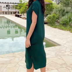 Palermo Pocket Jurk Smaragd -Exporteren Dames Glam Winkel Palermo Pocket Jurk Smaragd 4 586x900 1