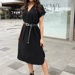 Palermo Pocket Jurk Zwart -Exporteren Dames Glam Winkel Palermo Pocket Jurk Zwart 2 586x900 1