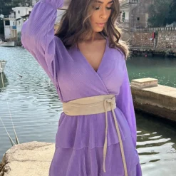 Musthave Deal Plisse Laagjes Jurk -Exporteren Dames Glam Winkel Plisse Laagjes Jurk Lila 2 586x900 1