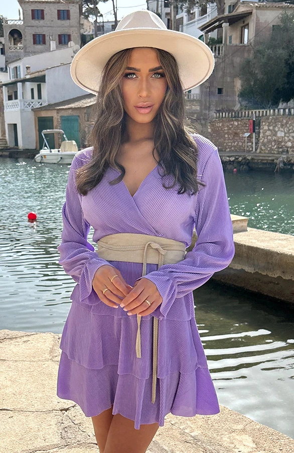 Plisse Laagjes Jurk Lila