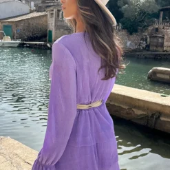 Plisse Laagjes Jurk Lila -Exporteren Dames Glam Winkel Plisse Laagjes Jurk Lila 7 586x900 1