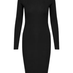 Ribstof Jurk Met Col Zwart -Exporteren Dames Glam Winkel Ribstof Jurk Met Col Zwart 586x900 1