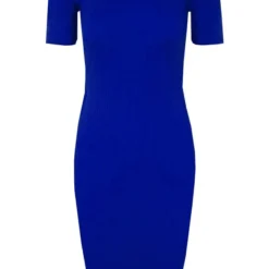 Ribstof Midi Jurk Kobalt -Exporteren Dames Glam Winkel Ribstof Midi Jurk Kobalt 586x900 1