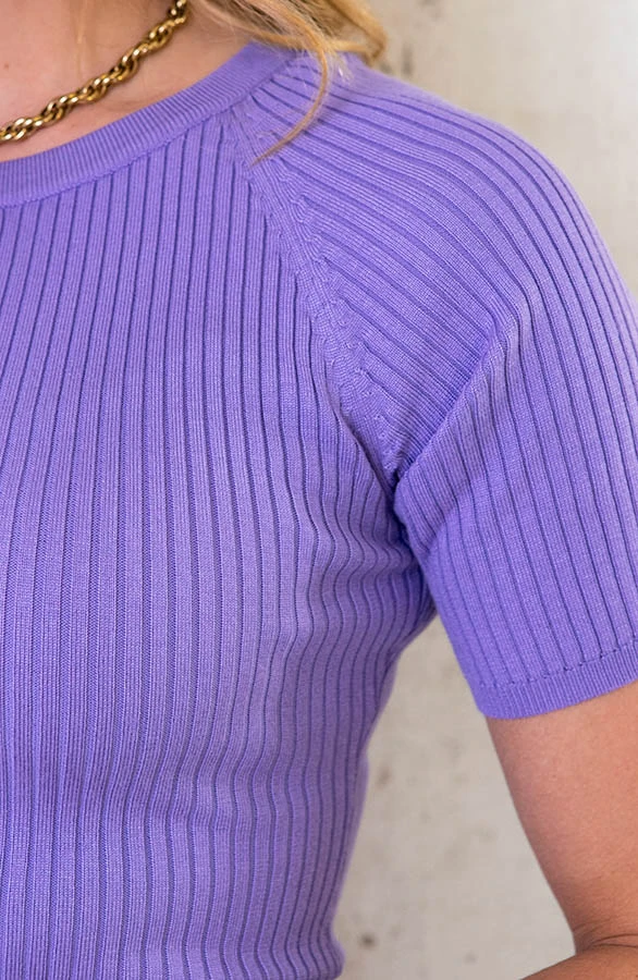 Ribstof Midi Jurk Lila 5 Ribstof Midi Jurk Lila - Afbeelding 5