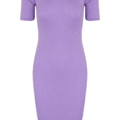 Ribstof Midi Jurk Lila 11 Ribstof Midi Jurk Lila -Exporteren Dames Glam Winkel Ribstof Midi Jurk Lila 586x900 1