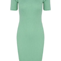 Ribstof Midi Jurk Mint -Exporteren Dames Glam Winkel Ribstof Midi Jurk Mint 586x900 1