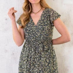 Ruffle Jurk Bloemen Geel