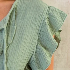 Ruffle Laagjes Jurk Mousseline Army -Exporteren Dames Glam Winkel Ruffle Laagjes Jurk Mousseline Army 586x900 1