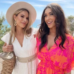 Ruffle Laagjes Jurk Print Fuchsia Oranje -Exporteren Dames Glam Winkel Ruffle Laagjes Jurk Print Fuchsia Oranje 4 586x900 1