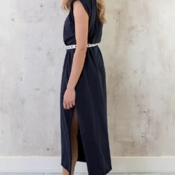 Schoudervulling Maxi Split Jurk Marine 10 Schoudervulling Maxi Split Jurk Marine -Exporteren Dames Glam Winkel Schoudervulling Maxi Jurk Marine 7 586x900 1