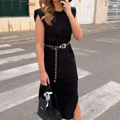 Schoudervulling Maxi Split Jurk 10 Schoudervulling Maxi Split Jurk -Exporteren Dames Glam Winkel Schoudervulling Maxi Split Jurk 4 586x900 1