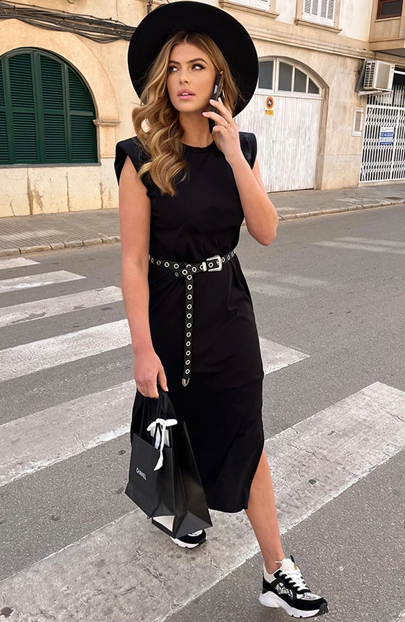 Schoudervulling Maxi Split Jurk 5 Schoudervulling Maxi Split Jurk - Afbeelding 5