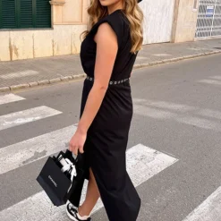 Schoudervulling Maxi Split Jurk 11 Schoudervulling Maxi Split Jurk -Exporteren Dames Glam Winkel Schoudervulling Maxi Split Jurk 9 586x900 1