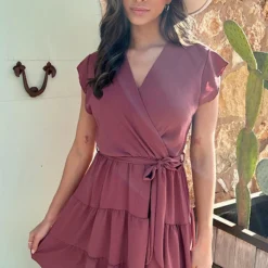 Sienna Jurk Dust Roze -Exporteren Dames Glam Winkel Sienna Jurk Dust Roze1 2 586x900 1