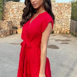 Sienna Jurk Rood -Exporteren Dames Glam Winkel Sienna Jurk Rood 11 586x900 1