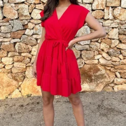 Sienna Jurk Rood -Exporteren Dames Glam Winkel Sienna Jurk Rood 2 586x900 1