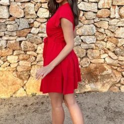 Sienna Jurk Rood -Exporteren Dames Glam Winkel Sienna Jurk Rood 6 586x900 1