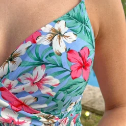 Spaghetti Jurk Tropical Flower Blauw -Exporteren Dames Glam Winkel Spaghetti Jurk Tropical Flower Blauw close 586x900 1
