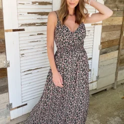 Spaghetti Maxi Jurk Bloemen -Exporteren Dames Glam Winkel Spaghetti Maxi Jurk Bloemen 1 586x900 2