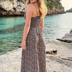 Spaghetti Maxi Jurk Bloemen -Exporteren Dames Glam Winkel Spaghetti Maxi Jurk Bloemen 4 586x900 1