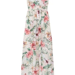 Spaghetti Maxi Jurk Bloemen Palm Beige -Exporteren Dames Glam Winkel Spaghetti Maxi Jurk Bloemen Palm Beige 586x900 1