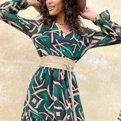 V-hals Jurk Paris Smaragd Goud -Exporteren Dames Glam Winkel V hals Jurk Paris Smaragd Goud 2 586x900 2