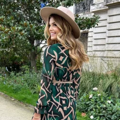 V-hals Jurk Paris Smaragd Goud -Exporteren Dames Glam Winkel V hals Jurk Paris Smaragd Goud 6 586x900 1