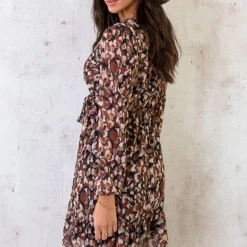 V-hals Strik Jurk Dots Choco -Exporteren Dames Glam Winkel V hals Strik Jurk Dots Choco 1 586x900 1