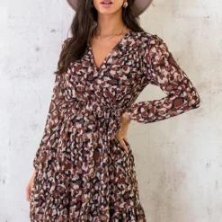 V-hals Strik Jurk Dots Choco