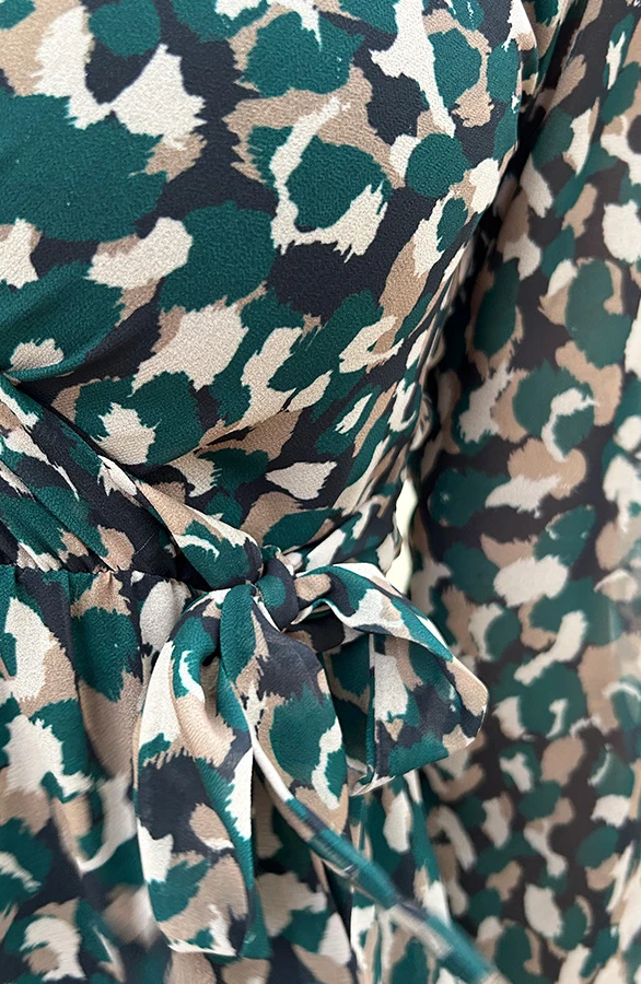 V-hals Strik Jurk Dots Smaragd 6 V-hals Strik Jurk Dots Smaragd - Afbeelding 6