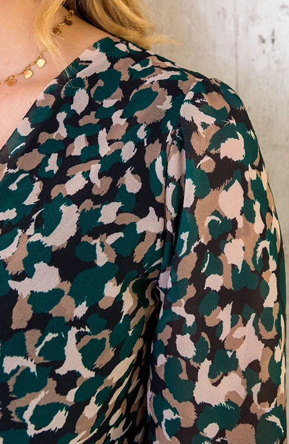 V-hals Strik Jurk Dots Smaragd 13 V-hals Strik Jurk Dots Smaragd - Afbeelding 13