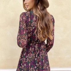 V-hals Strik Jurk Print Multi -Exporteren Dames Glam Winkel V hals Strik Jurk Print Multi 4 586x900 1