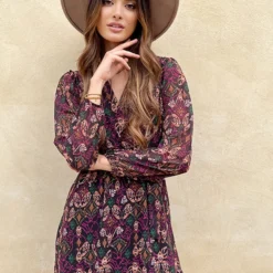 V-hals Strik Jurk Print Multi -Exporteren Dames Glam Winkel V hals Strik Jurk Print Multi 7 586x900 1