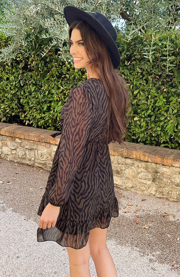 V-hals Strik Jurk Zebra Army 5 V-hals Strik Jurk Zebra Army - Afbeelding 5