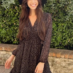 V-hals Strik Jurk Zebra Army