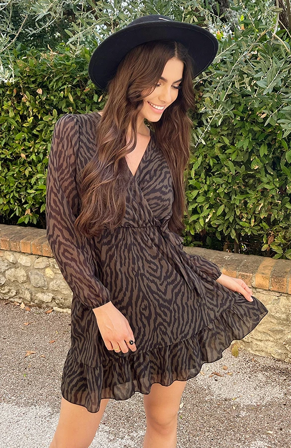 V-hals Strik Jurk Zebra Army 3 V-hals Strik Jurk Zebra Army - Afbeelding 3