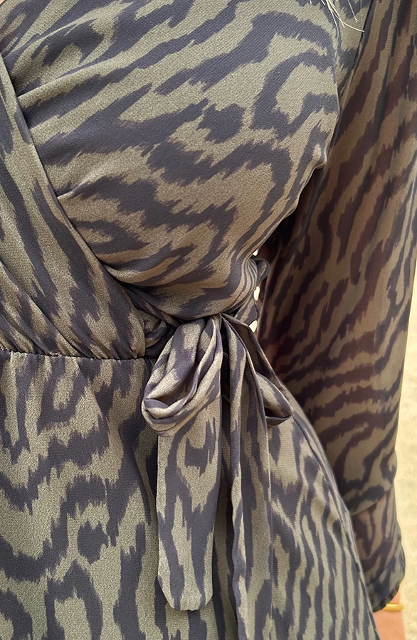 V-hals Strik Jurk Zebra Army 10 V-hals Strik Jurk Zebra Army - Afbeelding 10