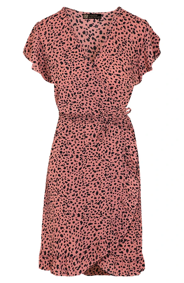 Wikkel Jurk Cheetah Koraal 7 Wikkel Jurk Cheetah Koraal - Afbeelding 7