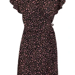 Wikkel Jurk Cheetah Zwart Koraal -Exporteren Dames Glam Winkel Wikkel Jurk Cheetah Zwart Koraal 6 586x900 1